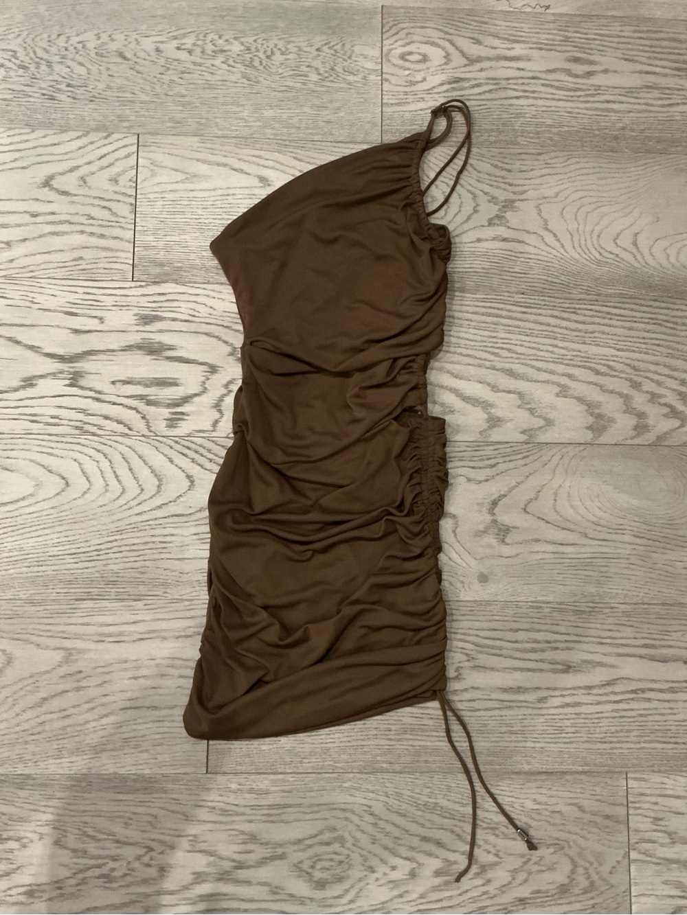 Zara One-Shoulder Ruched Mini Dress - Picture 2 of 2